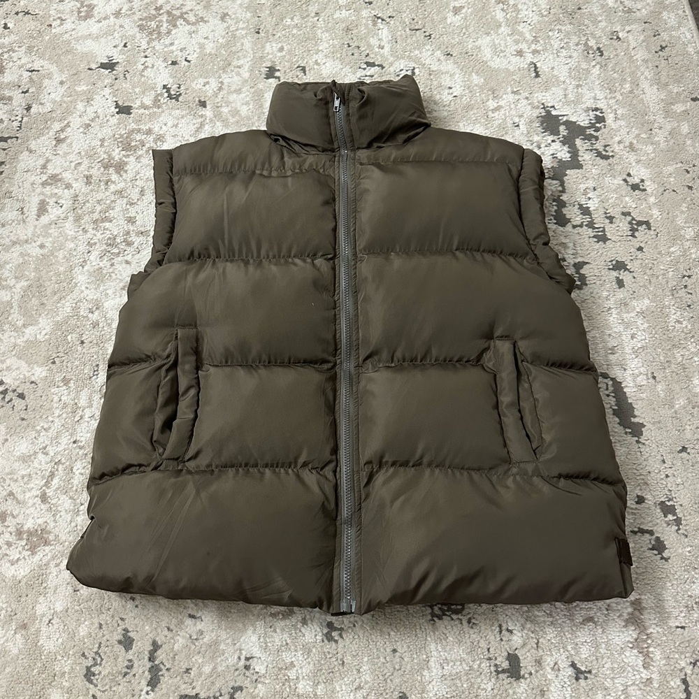 J.NNA Oversized Brown Puffer Vest Size Large